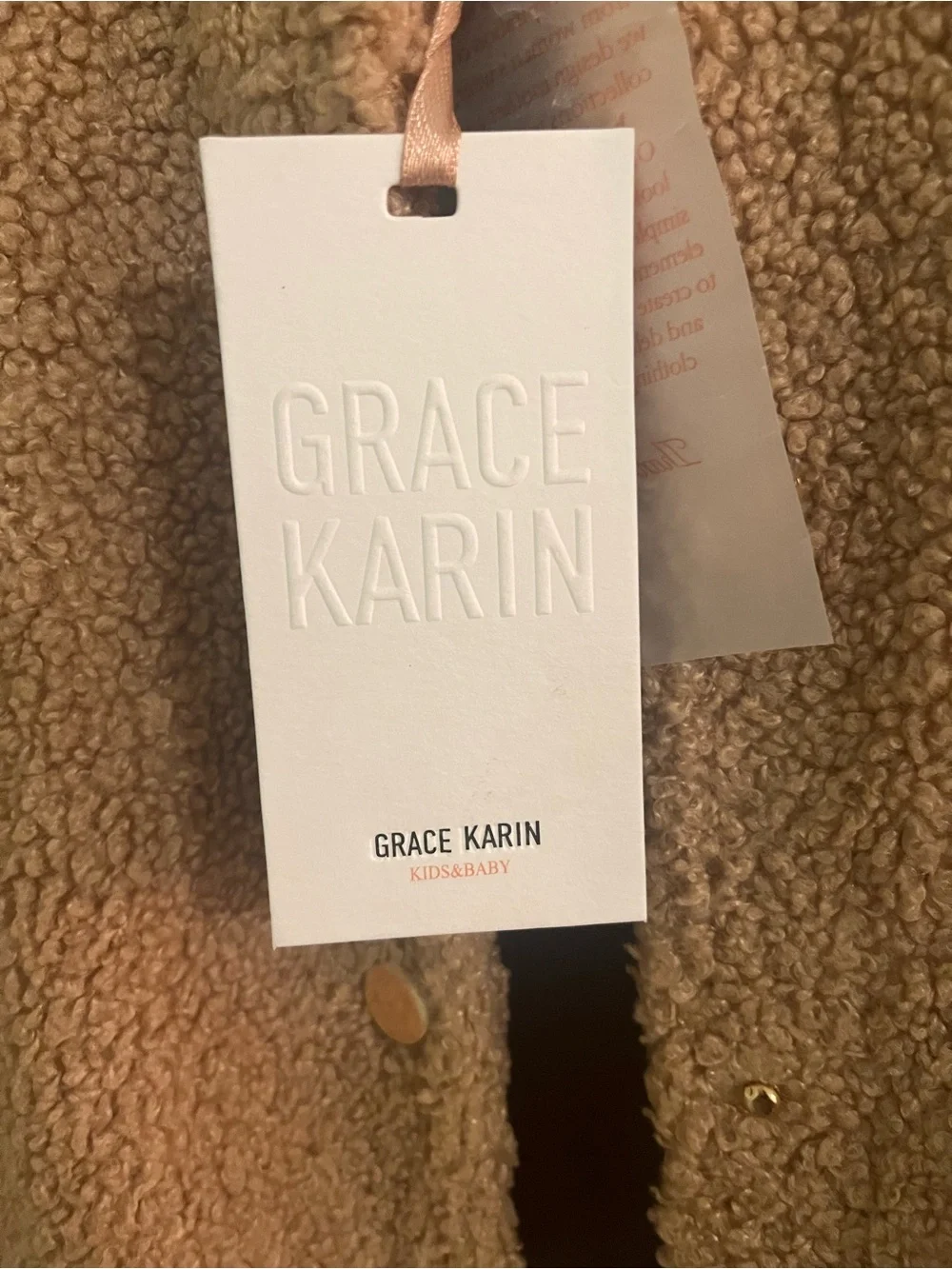 Grace Karin Tan Sherpa Jacket with Button Front